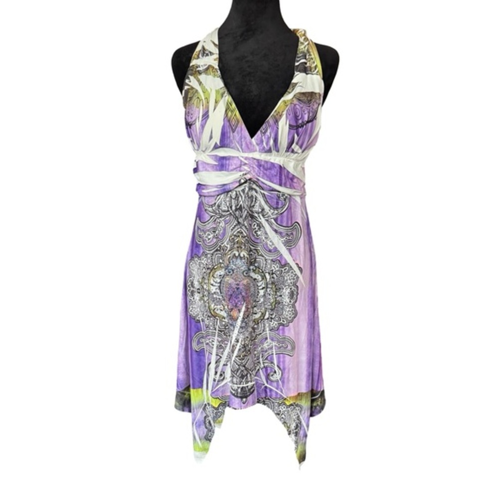 Y2K Deadstock Fairy Dress w/rhinestones purple -multicolored design size medium